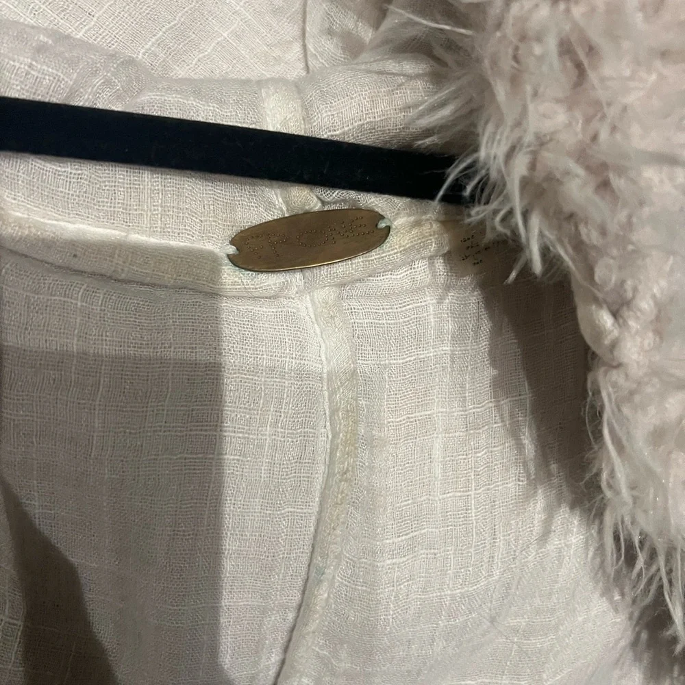 Free people Faux Fur Jacket coat Cream crop cropped FP moonlight off white teddy - Picture 8 of 12